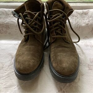 Vince. Suede Lug Combats Boots Dark Wheat 35 1/2